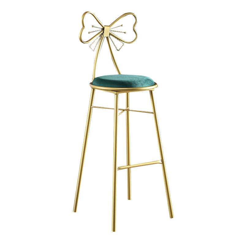 Upholstered Armless Glossy Bar Stools With Cushion And Metal Legs Green 1 Piece Bar Stool(30"H) Clearhalo 'Bar Furniture' 'Bar Stools' 'bar_stools' 'furn' 'furn_bar_stools' 'furniture_bar_stools' 'Kitchen & Dining Furniture' 'kitchen&dining_furn' 'kitchen' 'kitchen_furn' Furniture' 4186467