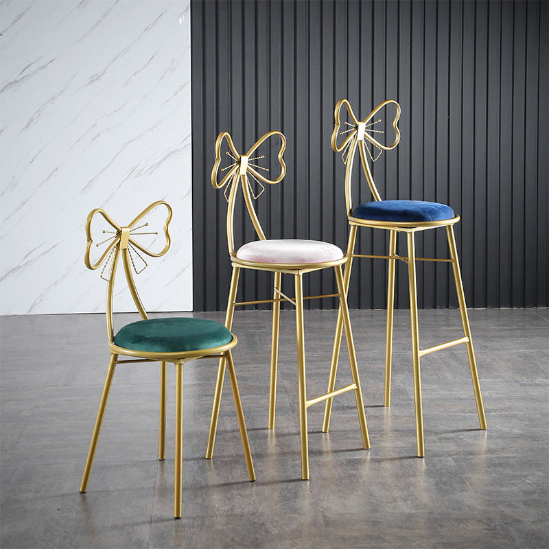 Upholstered Armless Glossy Bar Stools With Cushion And Metal Legs Clearhalo 'Bar Furniture' 'Bar Stools' 'bar_stools' 'furn' 'furn_bar_stools' 'furniture_bar_stools' 'Kitchen & Dining Furniture' 'kitchen&dining_furn' 'kitchen' 'kitchen_furn' Furniture' 4186468