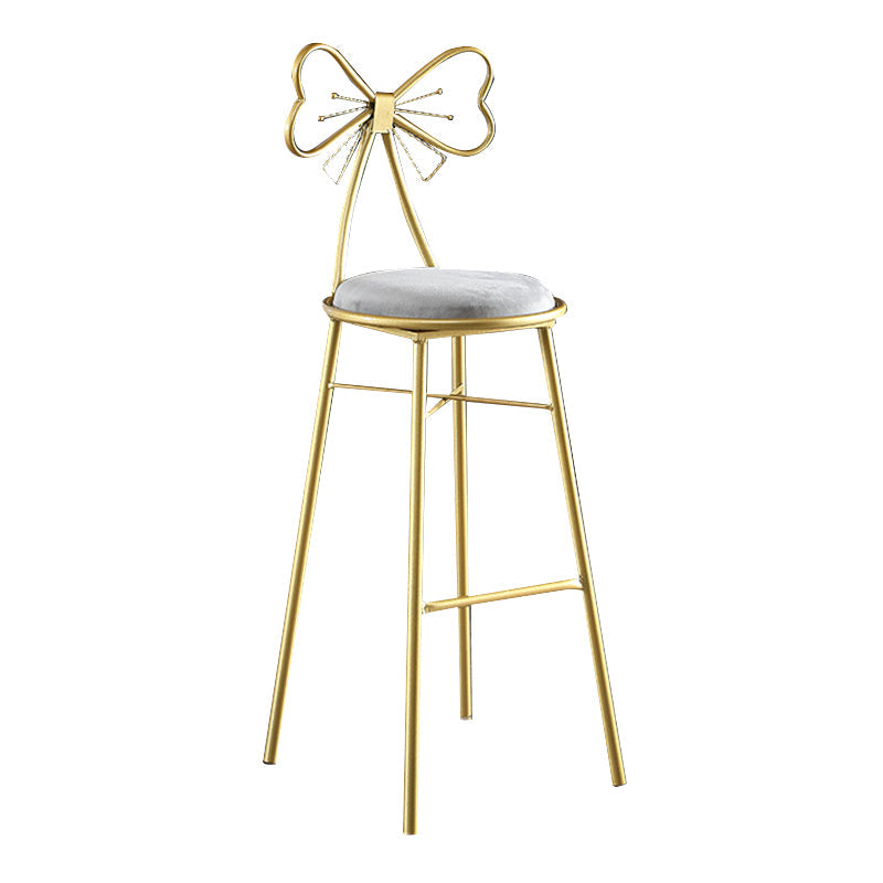 Upholstered Armless Glossy Bar Stools With Cushion And Metal Legs Grey 1 Piece Bar Stool(30"H) Clearhalo 'Bar Furniture' 'Bar Stools' 'bar_stools' 'furn' 'furn_bar_stools' 'furniture_bar_stools' 'Kitchen & Dining Furniture' 'kitchen&dining_furn' 'kitchen' 'kitchen_furn' Furniture' 4186473