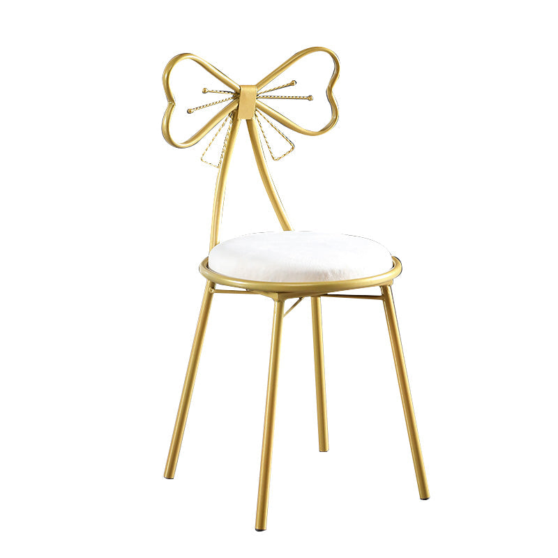 Upholstered Armless Glossy Bar Stools With Cushion And Metal Legs White 1 Piece Short Stool(18"H) Clearhalo 'Bar Furniture' 'Bar Stools' 'bar_stools' 'furn' 'furn_bar_stools' 'furniture_bar_stools' 'Kitchen & Dining Furniture' 'kitchen&dining_furn' 'kitchen' 'kitchen_furn' Furniture' 4186476
