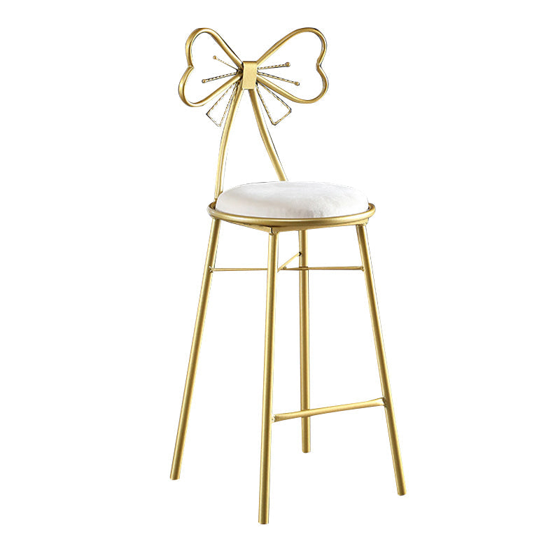 Upholstered Armless Glossy Bar Stools With Cushion And Metal Legs White 1 Piece Counter Stool(26"H) Clearhalo 'Bar Furniture' 'Bar Stools' 'bar_stools' 'furn' 'furn_bar_stools' 'furniture_bar_stools' 'Kitchen & Dining Furniture' 'kitchen&dining_furn' 'kitchen' 'kitchen_furn' Furniture' 4186477