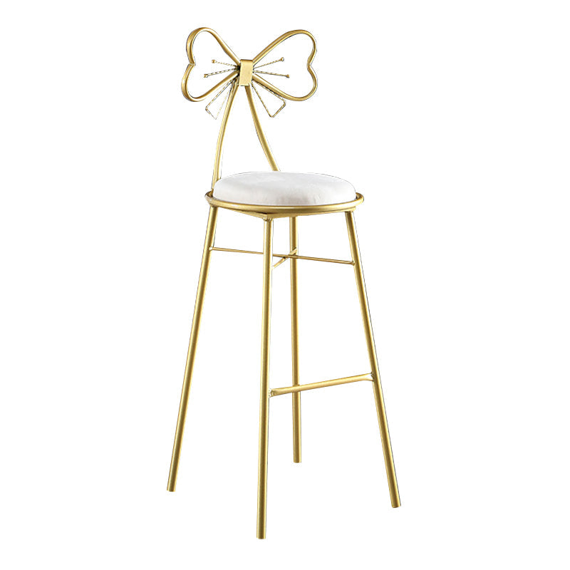 Upholstered Armless Glossy Bar Stools With Cushion And Metal Legs White 1 Piece Bar Stool(30"H) Clearhalo 'Bar Furniture' 'Bar Stools' 'bar_stools' 'furn' 'furn_bar_stools' 'furniture_bar_stools' 'Kitchen & Dining Furniture' 'kitchen&dining_furn' 'kitchen' 'kitchen_furn' Furniture' 4186480