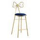 Upholstered Armless Glossy Bar Stools With Cushion And Metal Legs Blue 1 Piece Counter Stool(26"H) Clearhalo 'Bar Furniture' 'Bar Stools' 'bar_stools' 'furn' 'furn_bar_stools' 'furniture_bar_stools' 'Kitchen & Dining Furniture' 'kitchen&dining_furn' 'kitchen' 'kitchen_furn' Furniture' 4186484