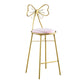Upholstered Armless Glossy Bar Stools With Cushion And Metal Legs Pink 1 Piece Counter Stool(26"H) Clearhalo 'Bar Furniture' 'Bar Stools' 'bar_stools' 'furn' 'furn_bar_stools' 'furniture_bar_stools' 'Kitchen & Dining Furniture' 'kitchen&dining_furn' 'kitchen' 'kitchen_furn' Furniture' 4186487