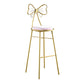 Upholstered Armless Glossy Bar Stools With Cushion And Metal Legs Pink 1 Piece Bar Stool(30"H) Clearhalo 'Bar Furniture' 'Bar Stools' 'bar_stools' 'furn' 'furn_bar_stools' 'furniture_bar_stools' 'Kitchen & Dining Furniture' 'kitchen&dining_furn' 'kitchen' 'kitchen_furn' Furniture' 4186488