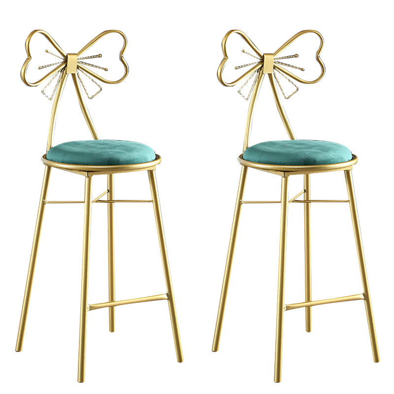 Upholstered Armless Glossy Bar Stools With Cushion And Metal Legs Green 2 Piece Set Counter Stool(26"H) Clearhalo 'Bar Furniture' 'Bar Stools' 'bar_stools' 'furn' 'furn_bar_stools' 'furniture_bar_stools' 'Kitchen & Dining Furniture' 'kitchen&dining_furn' 'kitchen' 'kitchen_furn' Furniture' 4186490