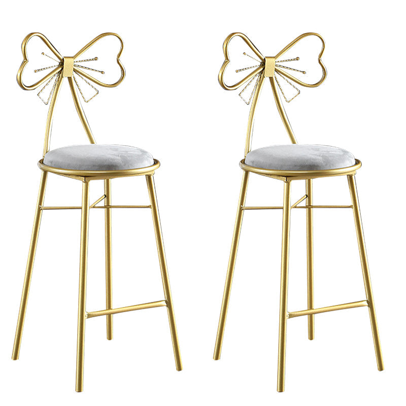 Upholstered Armless Glossy Bar Stools With Cushion And Metal Legs Grey 2 Piece Set Counter Stool(26"H) Clearhalo 'Bar Furniture' 'Bar Stools' 'bar_stools' 'furn' 'furn_bar_stools' 'furniture_bar_stools' 'Kitchen & Dining Furniture' 'kitchen&dining_furn' 'kitchen' 'kitchen_furn' Furniture' 4186493