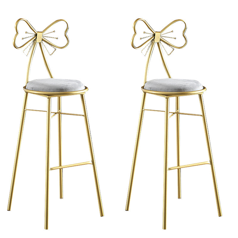 Upholstered Armless Glossy Bar Stools With Cushion And Metal Legs Grey 2 Piece Set Bar Stool(30"H) Clearhalo 'Bar Furniture' 'Bar Stools' 'bar_stools' 'furn' 'furn_bar_stools' 'furniture_bar_stools' 'Kitchen & Dining Furniture' 'kitchen&dining_furn' 'kitchen' 'kitchen_furn' Furniture' 4186494