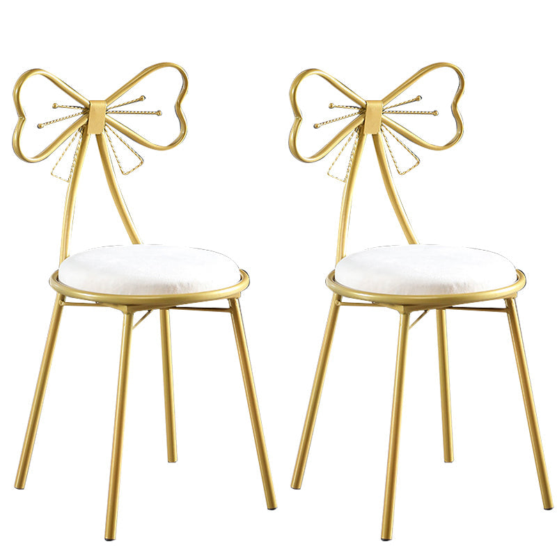 Upholstered Armless Glossy Bar Stools With Cushion And Metal Legs White 2 Piece Set Short Stool(18"H) Clearhalo 'Bar Furniture' 'Bar Stools' 'bar_stools' 'furn' 'furn_bar_stools' 'furniture_bar_stools' 'Kitchen & Dining Furniture' 'kitchen&dining_furn' 'kitchen' 'kitchen_furn' Furniture' 4186495