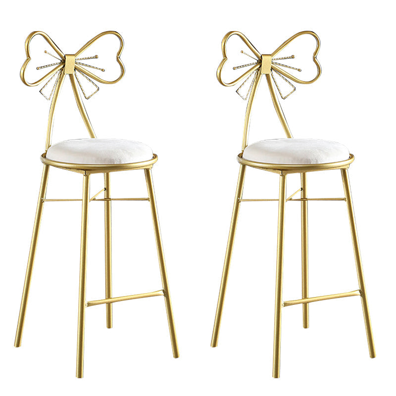 Upholstered Armless Glossy Bar Stools With Cushion And Metal Legs White 2 Piece Set Counter Stool(26"H) Clearhalo 'Bar Furniture' 'Bar Stools' 'bar_stools' 'furn' 'furn_bar_stools' 'furniture_bar_stools' 'Kitchen & Dining Furniture' 'kitchen&dining_furn' 'kitchen' 'kitchen_furn' Furniture' 4186496