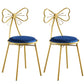 Upholstered Armless Glossy Bar Stools With Cushion And Metal Legs Blue 2 Piece Set Short Stool(18"H) Clearhalo 'Bar Furniture' 'Bar Stools' 'bar_stools' 'furn' 'furn_bar_stools' 'furniture_bar_stools' 'Kitchen & Dining Furniture' 'kitchen&dining_furn' 'kitchen' 'kitchen_furn' Furniture' 4186498