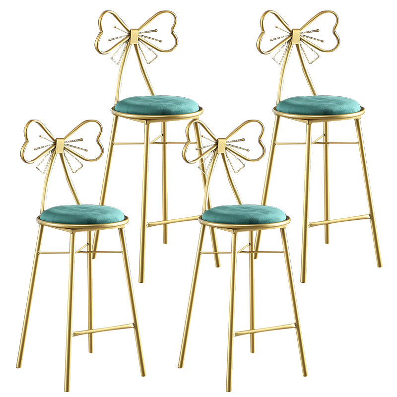 Upholstered Armless Glossy Bar Stools With Cushion And Metal Legs Green 4 Piece Set Counter Stool(26"H) Clearhalo 'Bar Furniture' 'Bar Stools' 'bar_stools' 'furn' 'furn_bar_stools' 'furniture_bar_stools' 'Kitchen & Dining Furniture' 'kitchen&dining_furn' 'kitchen' 'kitchen_furn' Furniture' 4186504