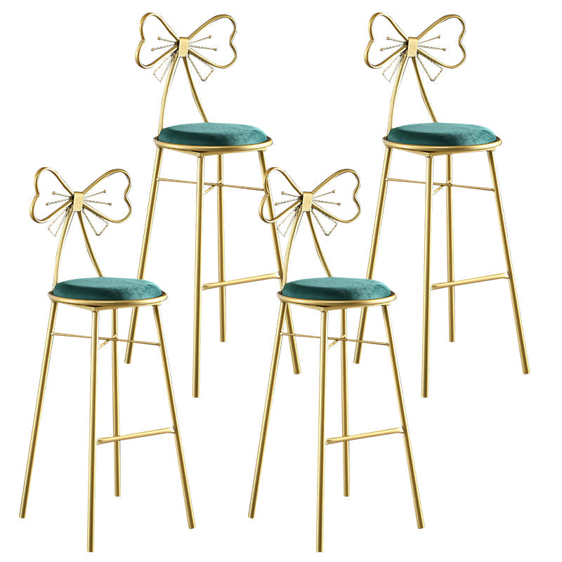 Upholstered Armless Glossy Bar Stools With Cushion And Metal Legs Green 4 Piece Set Bar Stool(30"H) Clearhalo 'Bar Furniture' 'Bar Stools' 'bar_stools' 'furn' 'furn_bar_stools' 'furniture_bar_stools' 'Kitchen & Dining Furniture' 'kitchen&dining_furn' 'kitchen' 'kitchen_furn' Furniture' 4186505