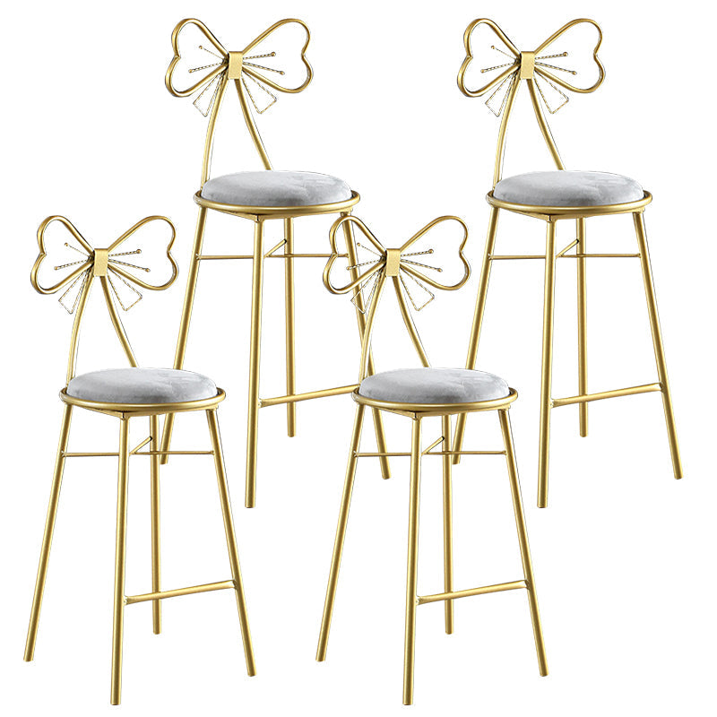 Upholstered Armless Glossy Bar Stools With Cushion And Metal Legs Grey 4 Piece Set Counter Stool(26"H) Clearhalo 'Bar Furniture' 'Bar Stools' 'bar_stools' 'furn' 'furn_bar_stools' 'furniture_bar_stools' 'Kitchen & Dining Furniture' 'kitchen&dining_furn' 'kitchen' 'kitchen_furn' Furniture' 4186507