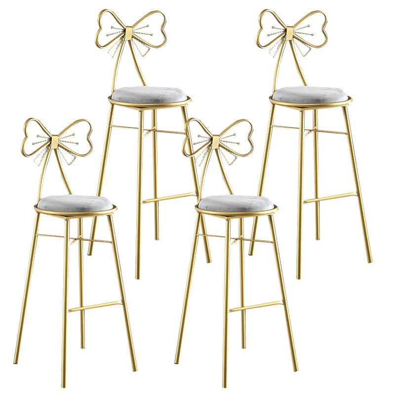 Upholstered Armless Glossy Bar Stools With Cushion And Metal Legs Grey 4 Piece Set Bar Stool(30"H) Clearhalo 'Bar Furniture' 'Bar Stools' 'bar_stools' 'furn' 'furn_bar_stools' 'furniture_bar_stools' 'Kitchen & Dining Furniture' 'kitchen&dining_furn' 'kitchen' 'kitchen_furn' Furniture' 4186508