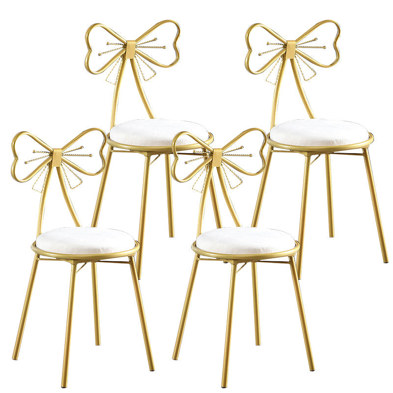 Upholstered Armless Glossy Bar Stools With Cushion And Metal Legs White 4 Piece Set Short Stool(18"H) Clearhalo 'Bar Furniture' 'Bar Stools' 'bar_stools' 'furn' 'furn_bar_stools' 'furniture_bar_stools' 'Kitchen & Dining Furniture' 'kitchen&dining_furn' 'kitchen' 'kitchen_furn' Furniture' 4186509