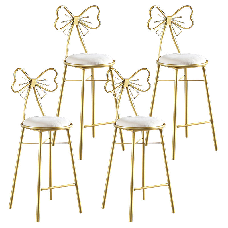 Upholstered Armless Glossy Bar Stools With Cushion And Metal Legs White 4 Piece Set Counter Stool(26"H) Clearhalo 'Bar Furniture' 'Bar Stools' 'bar_stools' 'furn' 'furn_bar_stools' 'furniture_bar_stools' 'Kitchen & Dining Furniture' 'kitchen&dining_furn' 'kitchen' 'kitchen_furn' Furniture' 4186510