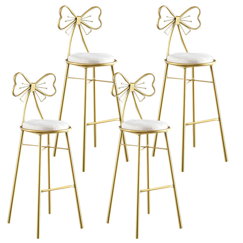 Upholstered Armless Glossy Bar Stools With Cushion And Metal Legs White 4 Piece Set Bar Stool(30"H) Clearhalo 'Bar Furniture' 'Bar Stools' 'bar_stools' 'furn' 'furn_bar_stools' 'furniture_bar_stools' 'Kitchen & Dining Furniture' 'kitchen&dining_furn' 'kitchen' 'kitchen_furn' Furniture' 4186511