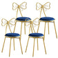 Upholstered Armless Glossy Bar Stools With Cushion And Metal Legs Blue 4 Piece Set Short Stool(18"H) Clearhalo 'Bar Furniture' 'Bar Stools' 'bar_stools' 'furn' 'furn_bar_stools' 'furniture_bar_stools' 'Kitchen & Dining Furniture' 'kitchen&dining_furn' 'kitchen' 'kitchen_furn' Furniture' 4186512