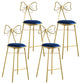 Upholstered Armless Glossy Bar Stools With Cushion And Metal Legs Blue 4 Piece Set Counter Stool(26"H) Clearhalo 'Bar Furniture' 'Bar Stools' 'bar_stools' 'furn' 'furn_bar_stools' 'furniture_bar_stools' 'Kitchen & Dining Furniture' 'kitchen&dining_furn' 'kitchen' 'kitchen_furn' Furniture' 4186513