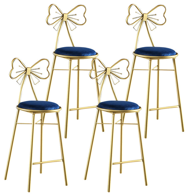 Upholstered Armless Glossy Bar Stools With Cushion And Metal Legs Blue 4 Piece Set Counter Stool(26"H) Clearhalo 'Bar Furniture' 'Bar Stools' 'bar_stools' 'furn' 'furn_bar_stools' 'furniture_bar_stools' 'Kitchen & Dining Furniture' 'kitchen&dining_furn' 'kitchen' 'kitchen_furn' Furniture' 4186513