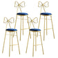 Upholstered Armless Glossy Bar Stools With Cushion And Metal Legs Blue 4 Piece Set Bar Stool(30"H) Clearhalo 'Bar Furniture' 'Bar Stools' 'bar_stools' 'furn' 'furn_bar_stools' 'furniture_bar_stools' 'Kitchen & Dining Furniture' 'kitchen&dining_furn' 'kitchen' 'kitchen_furn' Furniture' 4186514