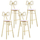 Upholstered Armless Glossy Bar Stools With Cushion And Metal Legs Pink 4 Piece Set Bar Stool(30"H) Clearhalo 'Bar Furniture' 'Bar Stools' 'bar_stools' 'furn' 'furn_bar_stools' 'furniture_bar_stools' 'Kitchen & Dining Furniture' 'kitchen&dining_furn' 'kitchen' 'kitchen_furn' Furniture' 4186516
