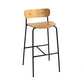 Black Metal Barstool Industrial Indoor Tall Stool with Wood Seat, 1 Piece Wood Clearhalo 'Bar Furniture' 'Bar Stools' 'bar_stools' 'furn' 'furn_bar_stools' 'furniture_bar_stools' 'Kitchen & Dining Furniture' 'kitchen&dining_furn' 'kitchen' 'kitchen_furn' Furniture' 4186524