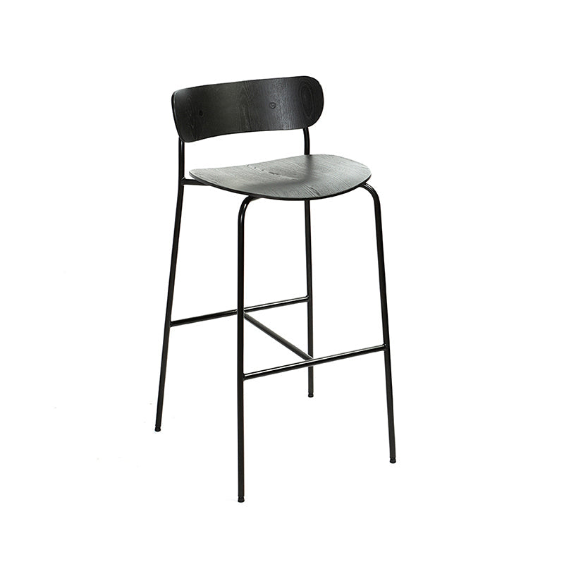 Black Metal Barstool Industrial Indoor Tall Stool with Wood Seat, 1 Piece Clearhalo 'Bar Furniture' 'Bar Stools' 'bar_stools' 'furn' 'furn_bar_stools' 'furniture_bar_stools' 'Kitchen & Dining Furniture' 'kitchen&dining_furn' 'kitchen' 'kitchen_furn' Furniture' 4186529