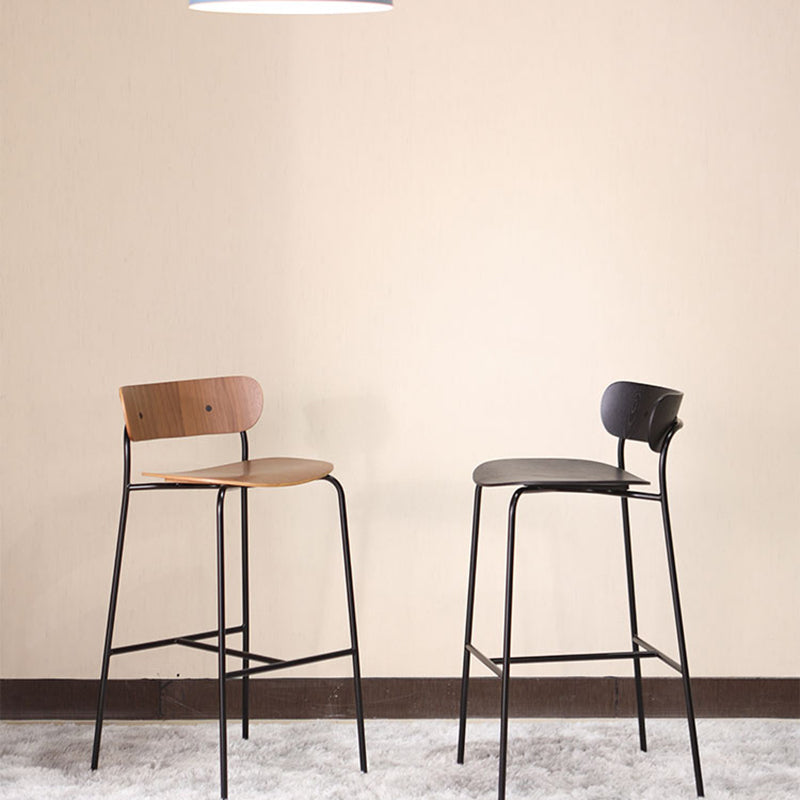 Black Metal Barstool Industrial Indoor Tall Stool with Wood Seat, 1 Piece Clearhalo 'Bar Furniture' 'Bar Stools' 'bar_stools' 'furn' 'furn_bar_stools' 'furniture_bar_stools' 'Kitchen & Dining Furniture' 'kitchen&dining_furn' 'kitchen' 'kitchen_furn' Furniture' 4186535