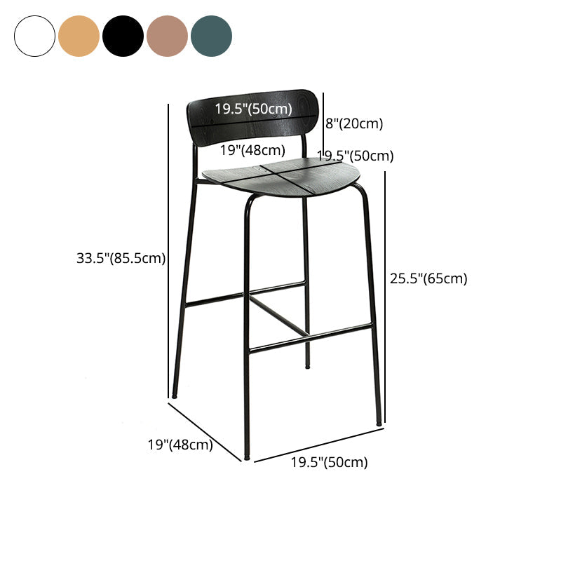 Black Metal Barstool Industrial Indoor Tall Stool with Wood Seat, 1 Piece Clearhalo 'Bar Furniture' 'Bar Stools' 'bar_stools' 'furn' 'furn_bar_stools' 'furniture_bar_stools' 'Kitchen & Dining Furniture' 'kitchen&dining_furn' 'kitchen' 'kitchen_furn' Furniture' 4186540