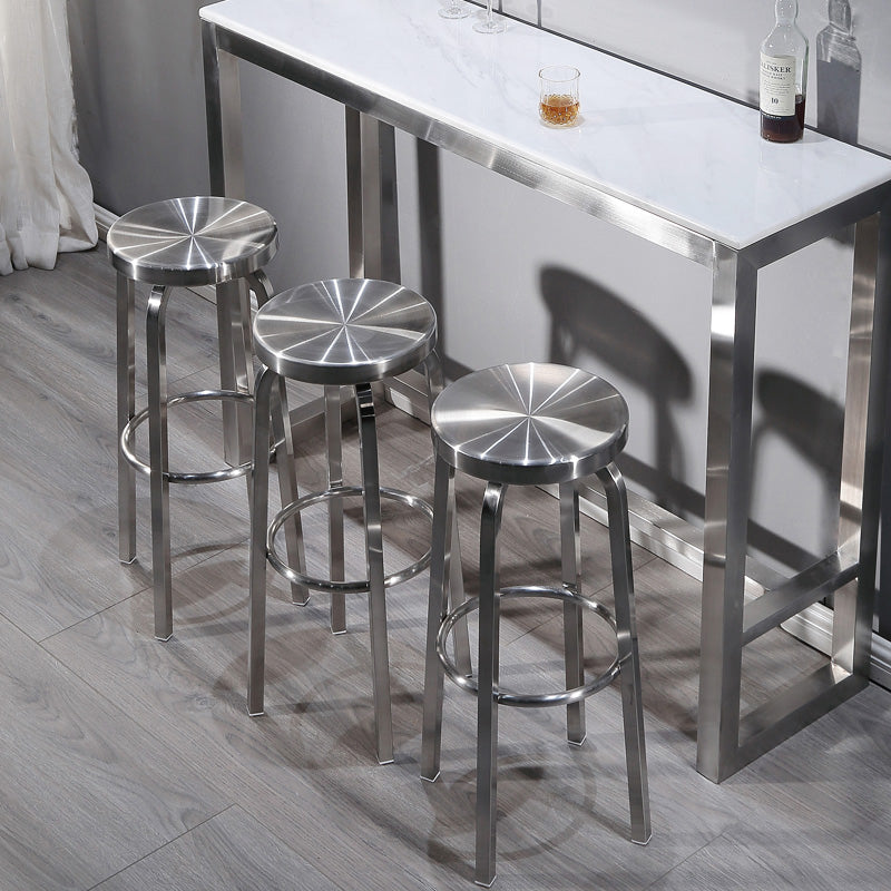 Silver Industrial 29.5" H Barstool Glossy Stainless Steel Brushed Tall Stool 1 Piece Clearhalo 'Bar Furniture' 'Bar Stools' 'bar_stools' 'furn' 'furn_bar_stools' 'furniture_bar_stools' 'Kitchen & Dining Furniture' 'kitchen&dining_furn' 'kitchen' 'kitchen_furn' Furniture' 4186542