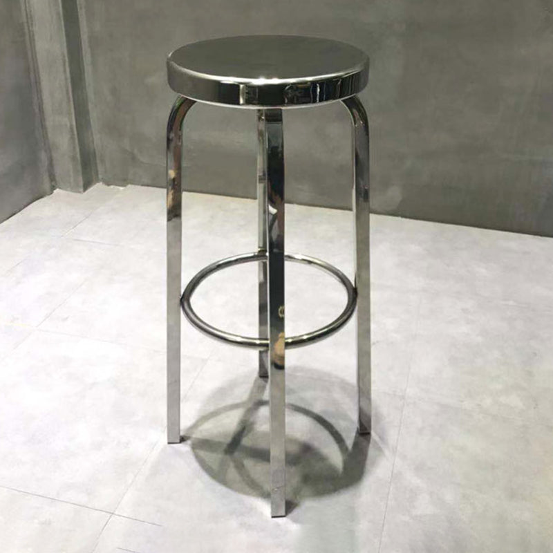 Silver Industrial 29.5" H Barstool Glossy Stainless Steel Brushed Tall Stool 1 Piece Polished Chrome Non-Swivel Clearhalo 'Bar Furniture' 'Bar Stools' 'bar_stools' 'furn' 'furn_bar_stools' 'furniture_bar_stools' 'Kitchen & Dining Furniture' 'kitchen&dining_furn' 'kitchen' 'kitchen_furn' Furniture' 4186543