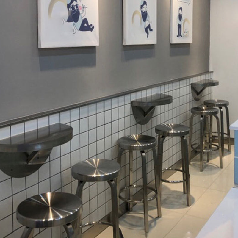 Silver Industrial 29.5" H Barstool Glossy Stainless Steel Brushed Tall Stool 1 Piece Clearhalo 'Bar Furniture' 'Bar Stools' 'bar_stools' 'furn' 'furn_bar_stools' 'furniture_bar_stools' 'Kitchen & Dining Furniture' 'kitchen&dining_furn' 'kitchen' 'kitchen_furn' Furniture' 4186547