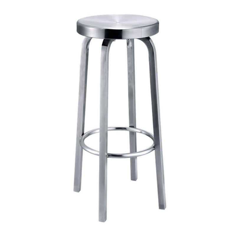 Silver Industrial 29.5" H Barstool Glossy Stainless Steel Brushed Tall Stool 1 Piece Clearhalo 'Bar Furniture' 'Bar Stools' 'bar_stools' 'furn' 'furn_bar_stools' 'furniture_bar_stools' 'Kitchen & Dining Furniture' 'kitchen&dining_furn' 'kitchen' 'kitchen_furn' Furniture' 4186550