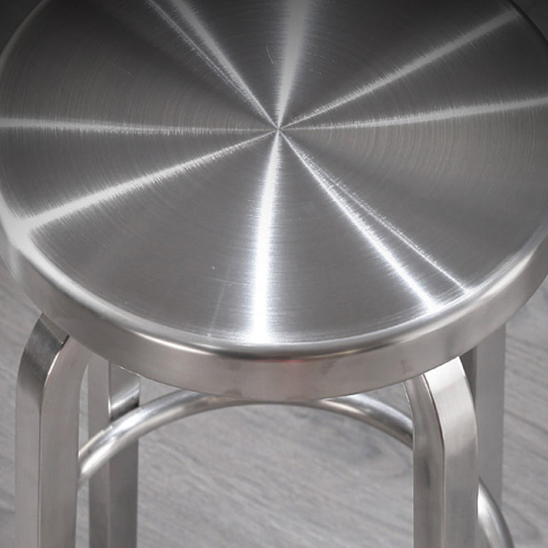 Silver Industrial 29.5" H Barstool Glossy Stainless Steel Brushed Tall Stool 1 Piece Clearhalo 'Bar Furniture' 'Bar Stools' 'bar_stools' 'furn' 'furn_bar_stools' 'furniture_bar_stools' 'Kitchen & Dining Furniture' 'kitchen&dining_furn' 'kitchen' 'kitchen_furn' Furniture' 4186552