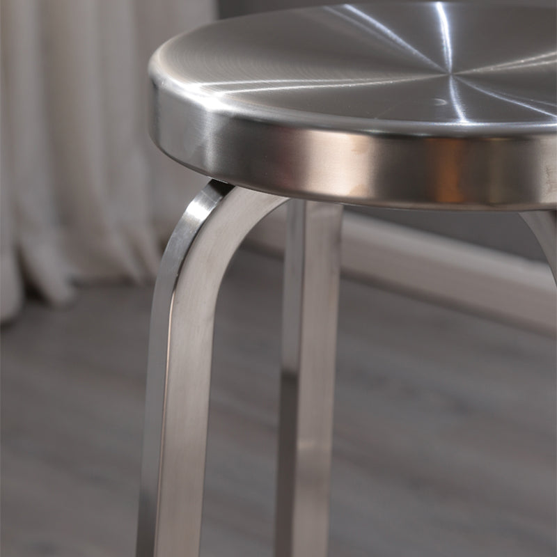 Silver Industrial 29.5" H Barstool Glossy Stainless Steel Brushed Tall Stool 1 Piece Clearhalo 'Bar Furniture' 'Bar Stools' 'bar_stools' 'furn' 'furn_bar_stools' 'furniture_bar_stools' 'Kitchen & Dining Furniture' 'kitchen&dining_furn' 'kitchen' 'kitchen_furn' Furniture' 4186553