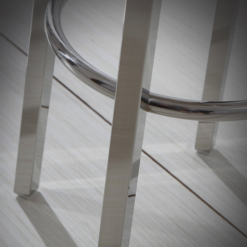 Silver Industrial 29.5" H Barstool Glossy Stainless Steel Brushed Tall Stool 1 Piece Clearhalo 'Bar Furniture' 'Bar Stools' 'bar_stools' 'furn' 'furn_bar_stools' 'furniture_bar_stools' 'Kitchen & Dining Furniture' 'kitchen&dining_furn' 'kitchen' 'kitchen_furn' Furniture' 4186554