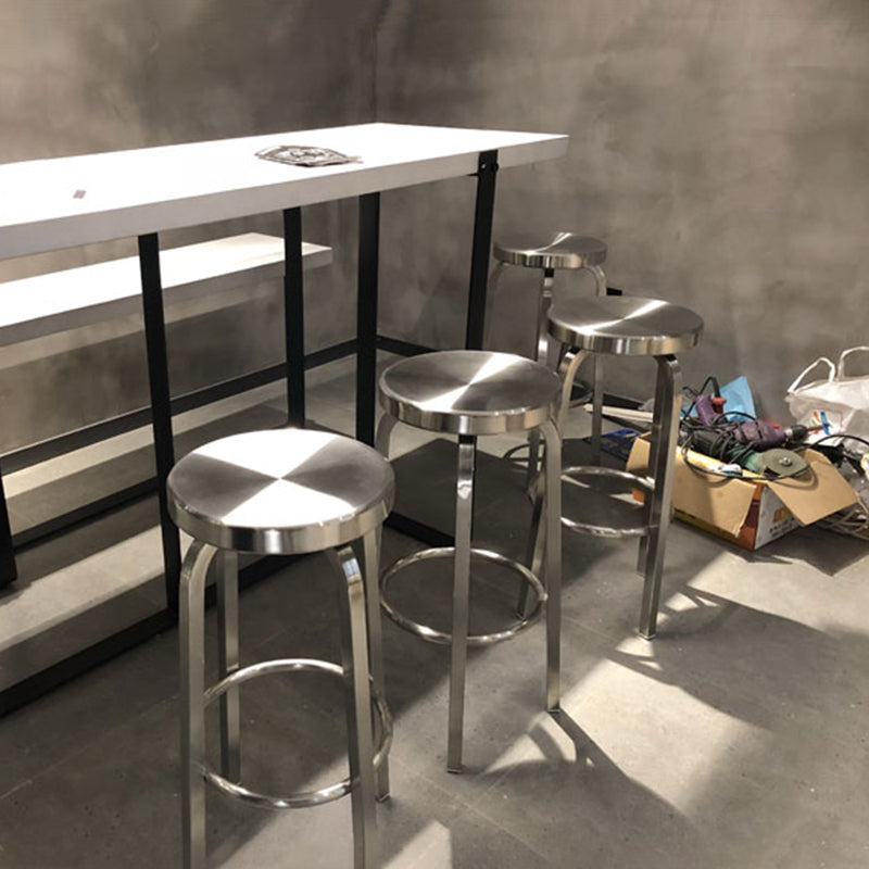 Silver Industrial 29.5" H Barstool Glossy Stainless Steel Brushed Tall Stool 1 Piece Clearhalo 'Bar Furniture' 'Bar Stools' 'bar_stools' 'furn' 'furn_bar_stools' 'furniture_bar_stools' 'Kitchen & Dining Furniture' 'kitchen&dining_furn' 'kitchen' 'kitchen_furn' Furniture' 4186555