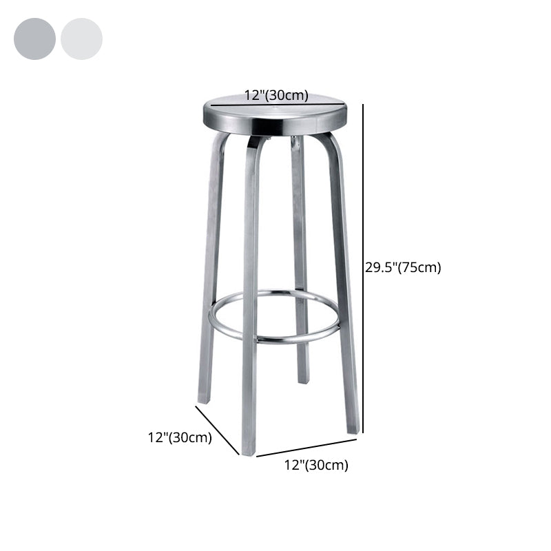 Silver Industrial 29.5" H Barstool Glossy Stainless Steel Brushed Tall Stool 1 Piece Clearhalo 'Bar Furniture' 'Bar Stools' 'bar_stools' 'furn' 'furn_bar_stools' 'furniture_bar_stools' 'Kitchen & Dining Furniture' 'kitchen&dining_furn' 'kitchen' 'kitchen_furn' Furniture' 4186556