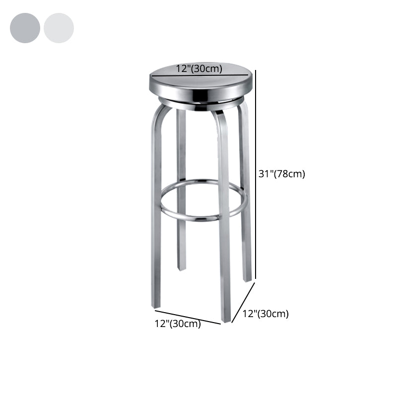Silver Industrial 29.5" H Barstool Glossy Stainless Steel Brushed Tall Stool 1 Piece Clearhalo 'Bar Furniture' 'Bar Stools' 'bar_stools' 'furn' 'furn_bar_stools' 'furniture_bar_stools' 'Kitchen & Dining Furniture' 'kitchen&dining_furn' 'kitchen' 'kitchen_furn' Furniture' 4186557