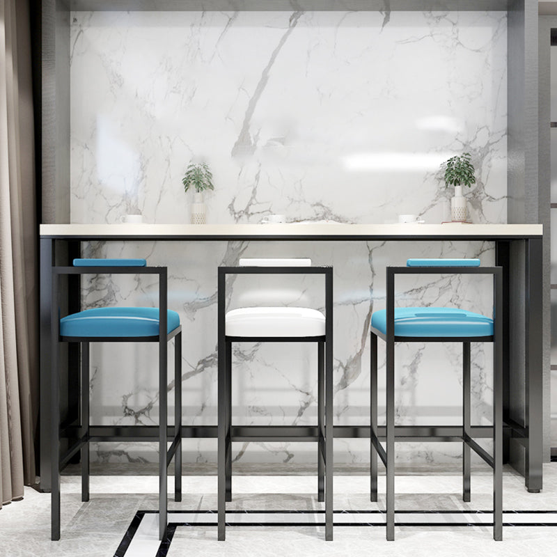 Black Iron Low Back Barstool Industrial Restaurant Tall Stool with Square Seat Clearhalo 'Bar Furniture' 'Bar Stools' 'bar_stools' 'furn' 'furn_bar_stools' 'furniture_bar_stools' 'Kitchen & Dining Furniture' 'kitchen&dining_furn' 'kitchen' 'kitchen_furn' Furniture' 4186602