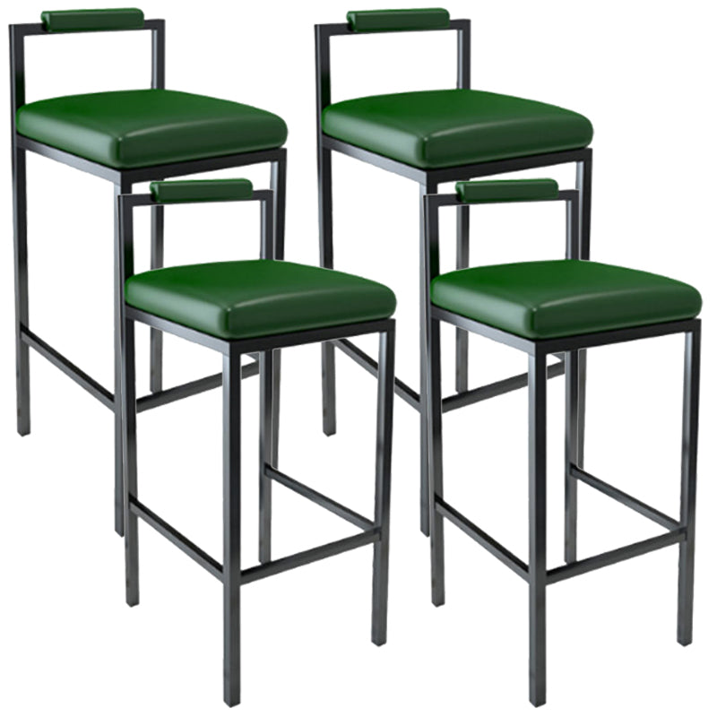 Black Iron Low Back Barstool Industrial Restaurant Tall Stool with Square Seat Green 4 Piece Set Clearhalo 'Bar Furniture' 'Bar Stools' 'bar_stools' 'furn' 'furn_bar_stools' 'furniture_bar_stools' 'Kitchen & Dining Furniture' 'kitchen&dining_furn' 'kitchen' 'kitchen_furn' Furniture' 4186603