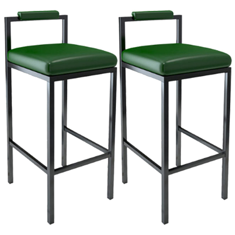 Black Iron Low Back Barstool Industrial Restaurant Tall Stool with Square Seat Green 2 Piece Set Clearhalo 'Bar Furniture' 'Bar Stools' 'bar_stools' 'furn' 'furn_bar_stools' 'furniture_bar_stools' 'Kitchen & Dining Furniture' 'kitchen&dining_furn' 'kitchen' 'kitchen_furn' Furniture' 4186607