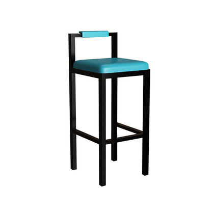Black Iron Low Back Barstool Industrial Restaurant Tall Stool with Square Seat Lake Blue 1 Piece Clearhalo 'Bar Furniture' 'Bar Stools' 'bar_stools' 'furn' 'furn_bar_stools' 'furniture_bar_stools' 'Kitchen & Dining Furniture' 'kitchen&dining_furn' 'kitchen' 'kitchen_furn' Furniture' 4186610