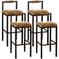 Black Iron Low Back Barstool Industrial Restaurant Tall Stool with Square Seat Brown 4 Piece Set Clearhalo 'Bar Furniture' 'Bar Stools' 'bar_stools' 'furn' 'furn_bar_stools' 'furniture_bar_stools' 'Kitchen & Dining Furniture' 'kitchen&dining_furn' 'kitchen' 'kitchen_furn' Furniture' 4186614