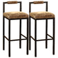 Black Iron Low Back Barstool Industrial Restaurant Tall Stool with Square Seat Brown 2 Piece Set Clearhalo 'Bar Furniture' 'Bar Stools' 'bar_stools' 'furn' 'furn_bar_stools' 'furniture_bar_stools' 'Kitchen & Dining Furniture' 'kitchen&dining_furn' 'kitchen' 'kitchen_furn' Furniture' 4186619