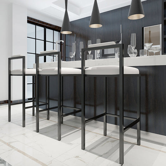 Black Iron Low Back Barstool Industrial Restaurant Tall Stool with Square Seat Clearhalo 'Bar Furniture' 'Bar Stools' 'bar_stools' 'furn' 'furn_bar_stools' 'furniture_bar_stools' 'Kitchen & Dining Furniture' 'kitchen&dining_furn' 'kitchen' 'kitchen_furn' Furniture' 4186620