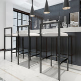 Black Iron Low Back Barstool Industrial Restaurant Tall Stool with Square Seat Clearhalo 'Bar Furniture' 'Bar Stools' 'bar_stools' 'furn' 'furn_bar_stools' 'furniture_bar_stools' 'Kitchen & Dining Furniture' 'kitchen&dining_furn' 'kitchen' 'kitchen_furn' Furniture' 4186620