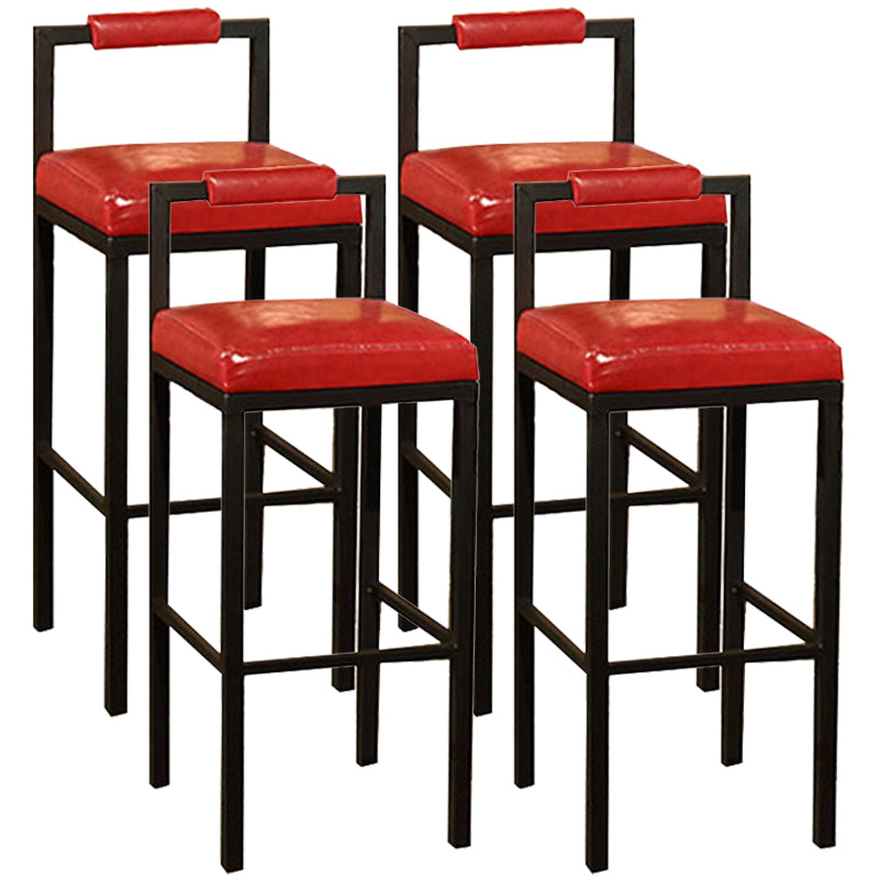 Black Iron Low Back Barstool Industrial Restaurant Tall Stool with Square Seat Red 4 Piece Set Clearhalo 'Bar Furniture' 'Bar Stools' 'bar_stools' 'furn' 'furn_bar_stools' 'furniture_bar_stools' 'Kitchen & Dining Furniture' 'kitchen&dining_furn' 'kitchen' 'kitchen_furn' Furniture' 4186621
